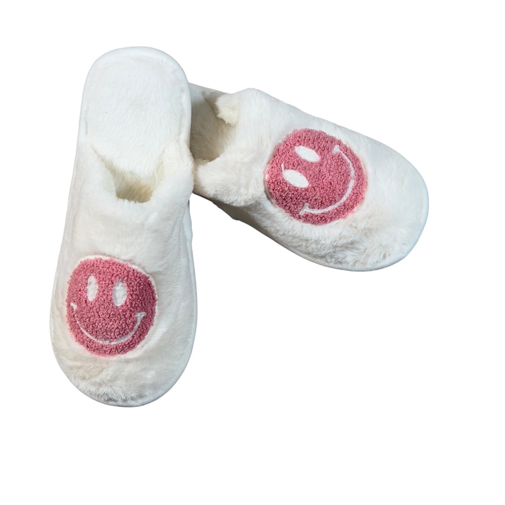 Fun Plush Soft Pink/White Teddy House Slippers US Size 8-9 EU Size 42-43 Comfort